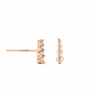 14K Rose Gold Graduating Diamond Bar Stud Earrings