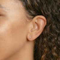 14K Rose Gold Graduating Diamond Bar Stud Earrings