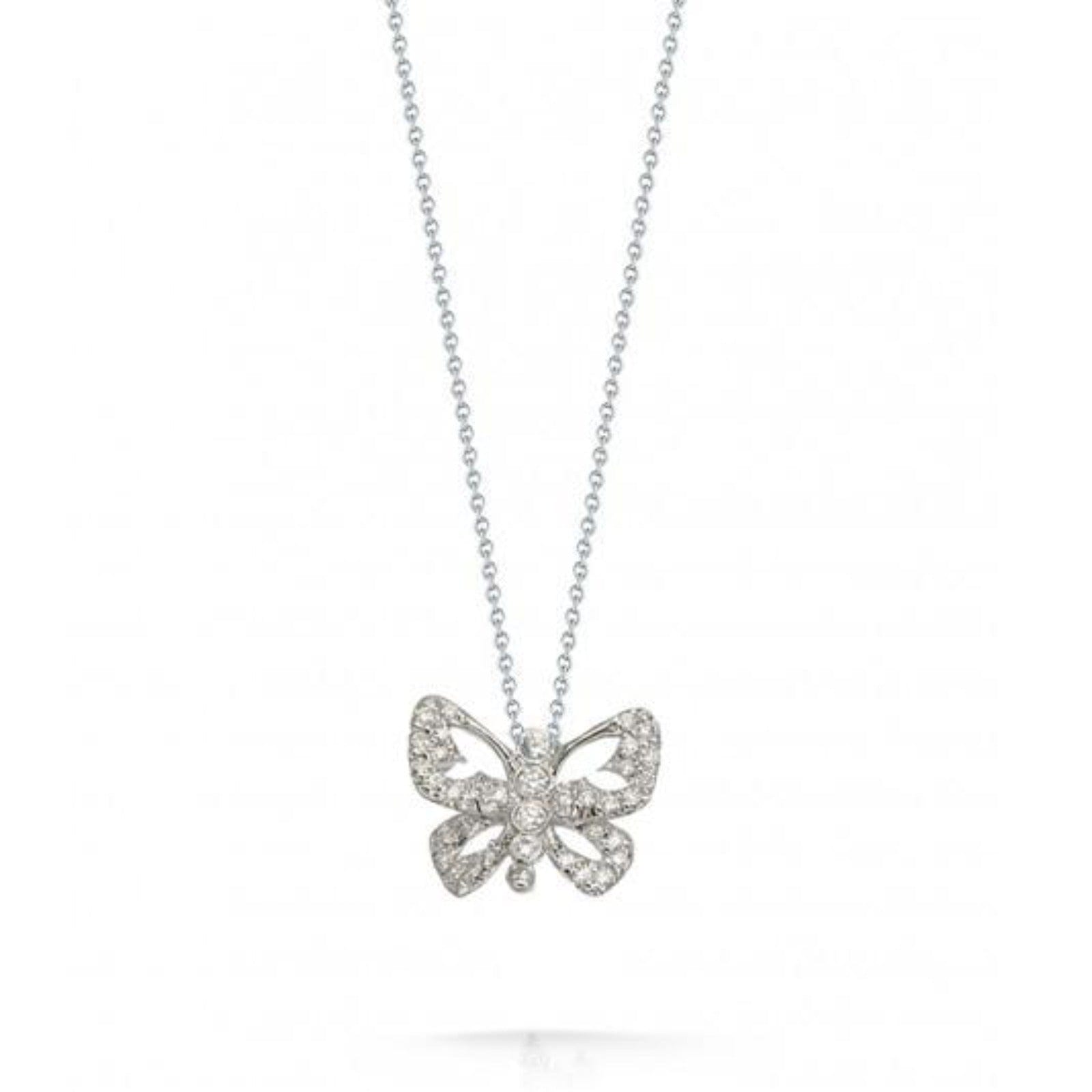 Roberto Coin 18K White Gold Butterfly Diamond Pendant – Long's