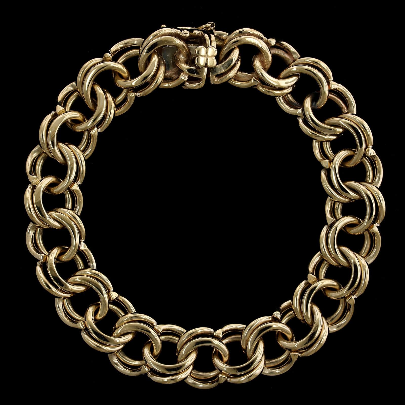 14K Yellow Gold Double Link Charm Bracelet