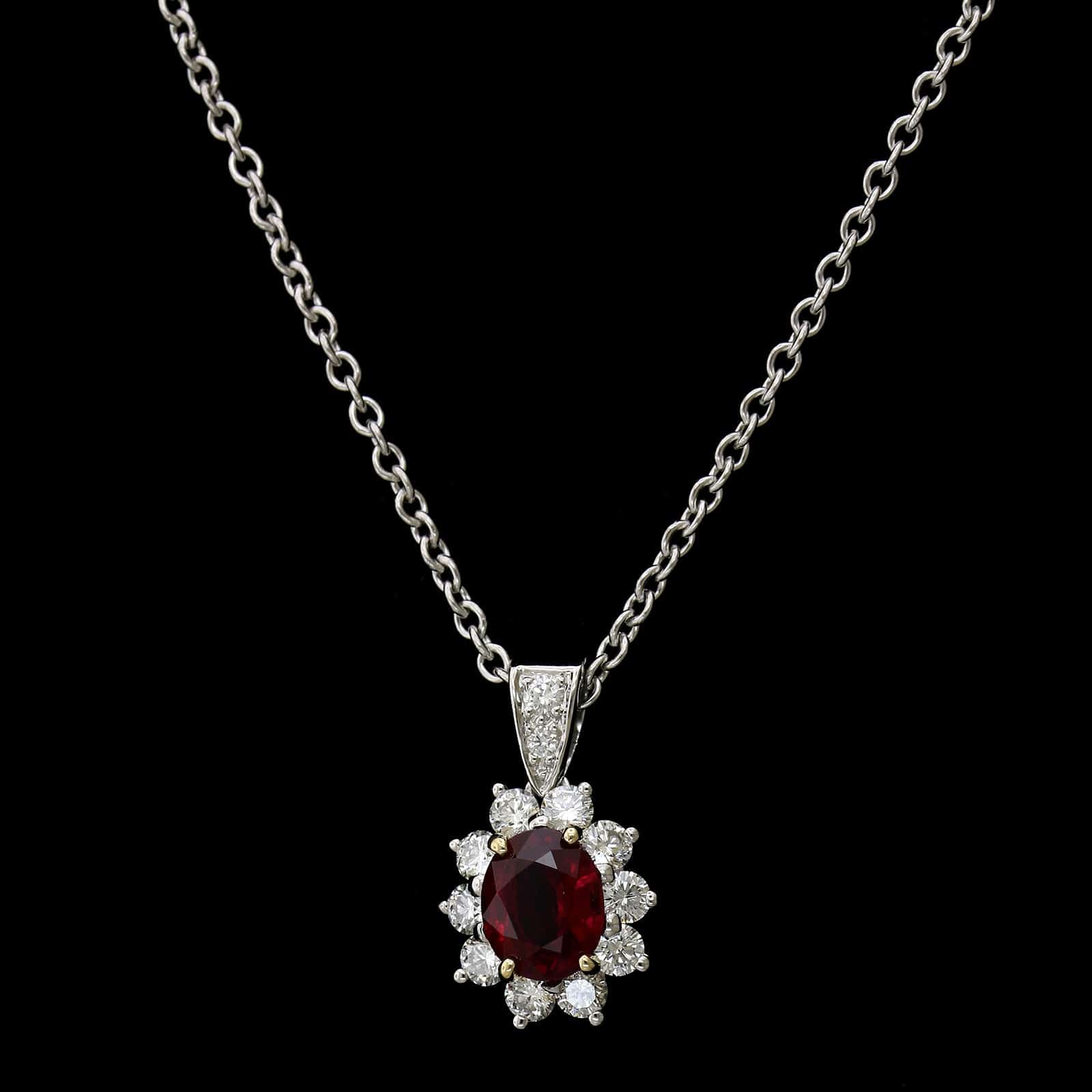 Tiffany & Co. Platinum Estate Ruby and Diamond Pendant