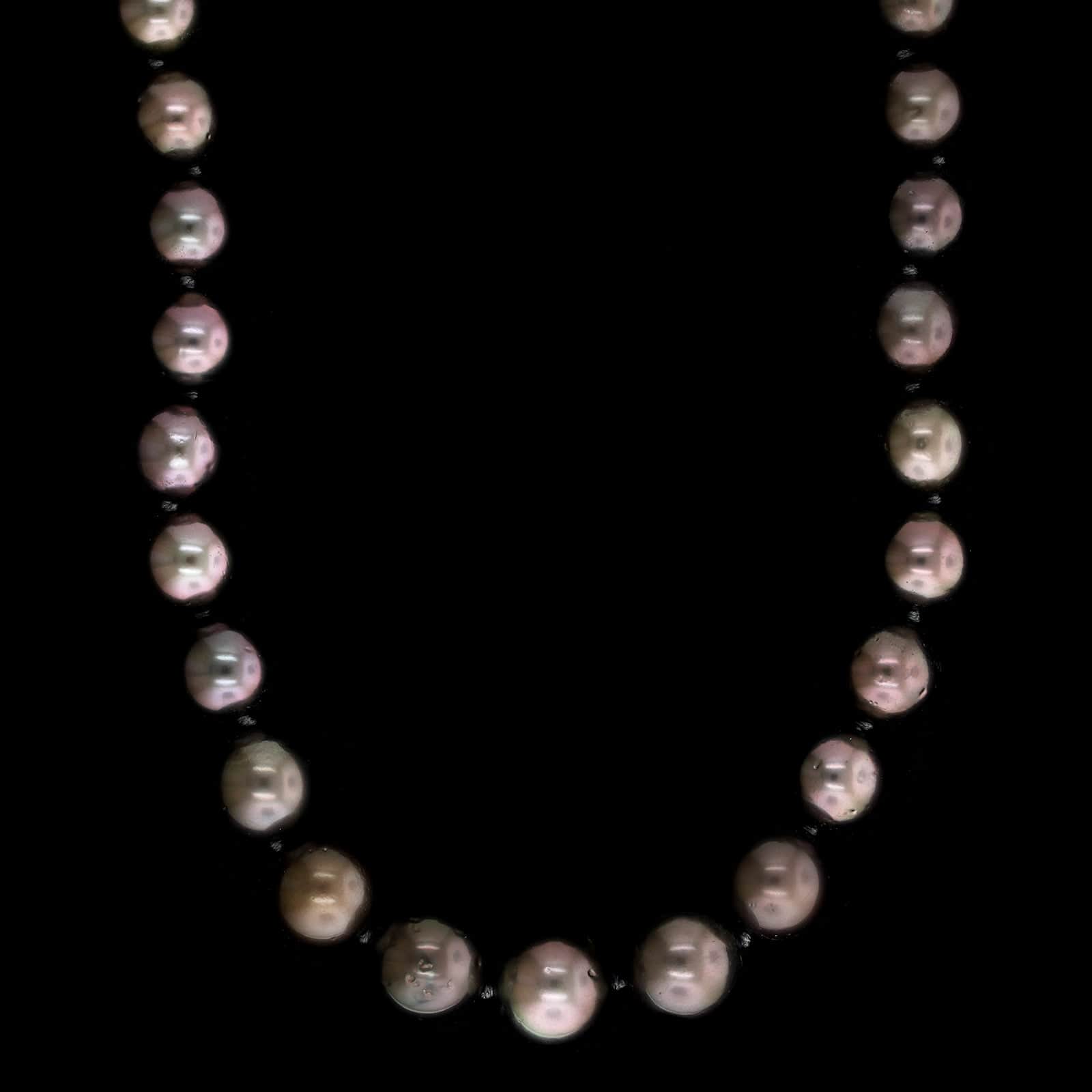 Tahitian White Gold Estate Cultured Black South Sea Pearl Necklace