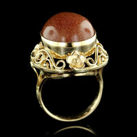 18K Yellow Gold Estate Synthetic Goldstone Ring