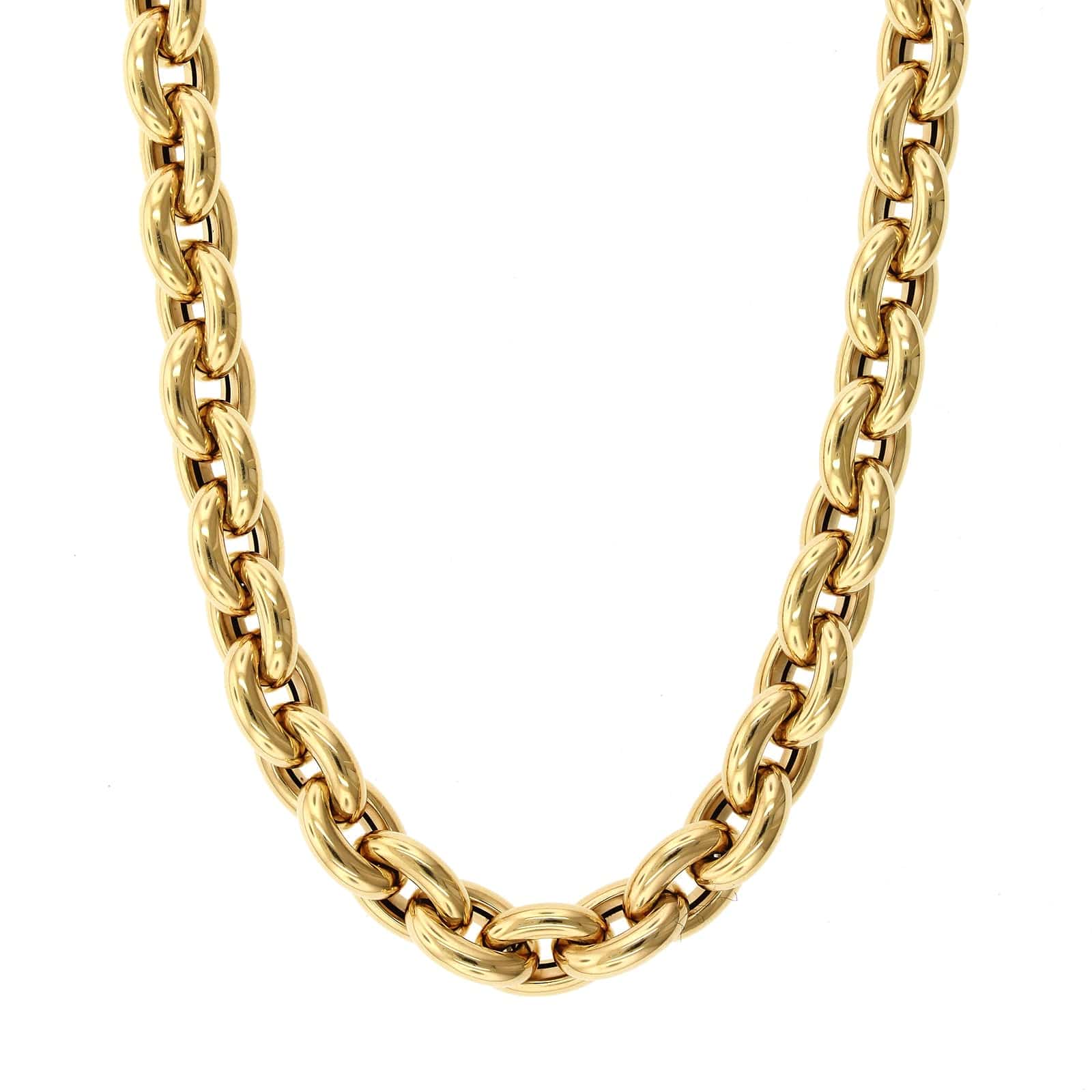 14K Yellow Gold Oval Rolo Chain