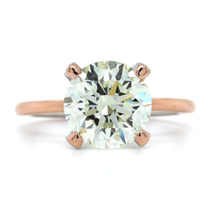 18K Rose Gold and Platinum Round Diamond Solitaire Engagement Ring, 18k rose gold and platinum, Long's Jewelers