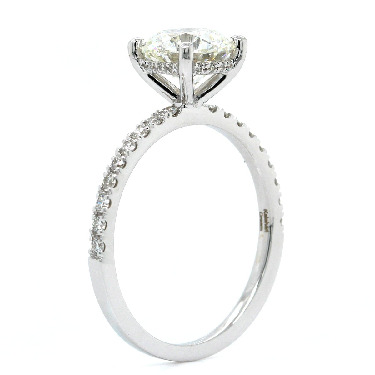 18K White Gold Diamond Hidden Halo Engagement Ring