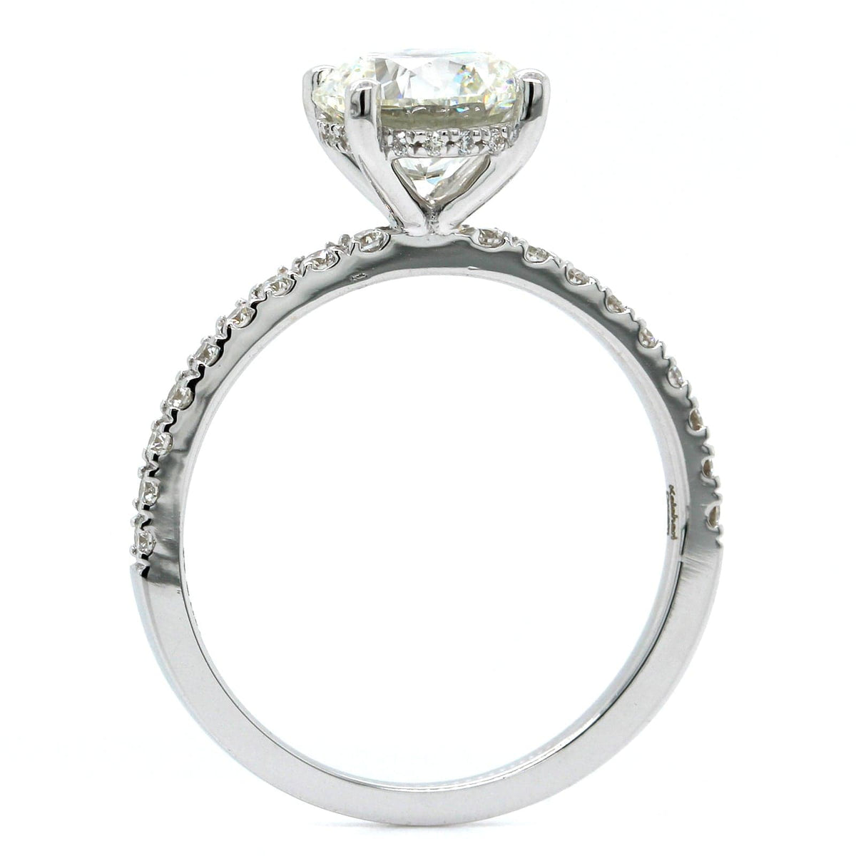 18K White Gold Diamond Hidden Halo Engagement Ring