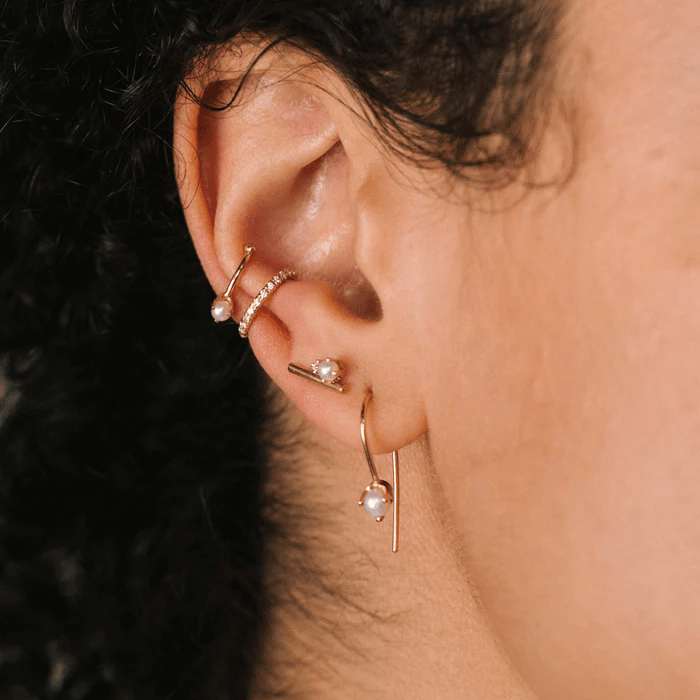 Zoe Chicco 14K Yellow Gold Pearl Threader Earrings – Long's Jewelers