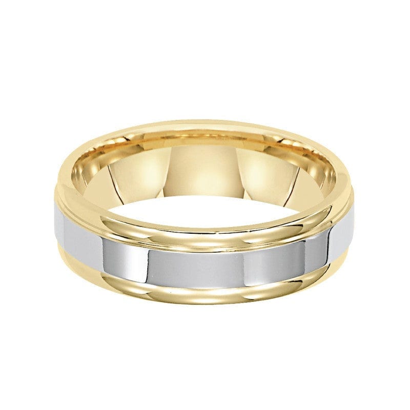 14K Two-Tone Gold Band with Brushed Center and Yellow Gold Sides 6mm