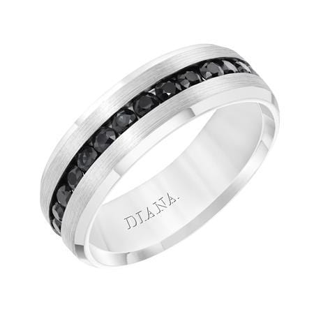 14K White Gold Black Sapphire Band