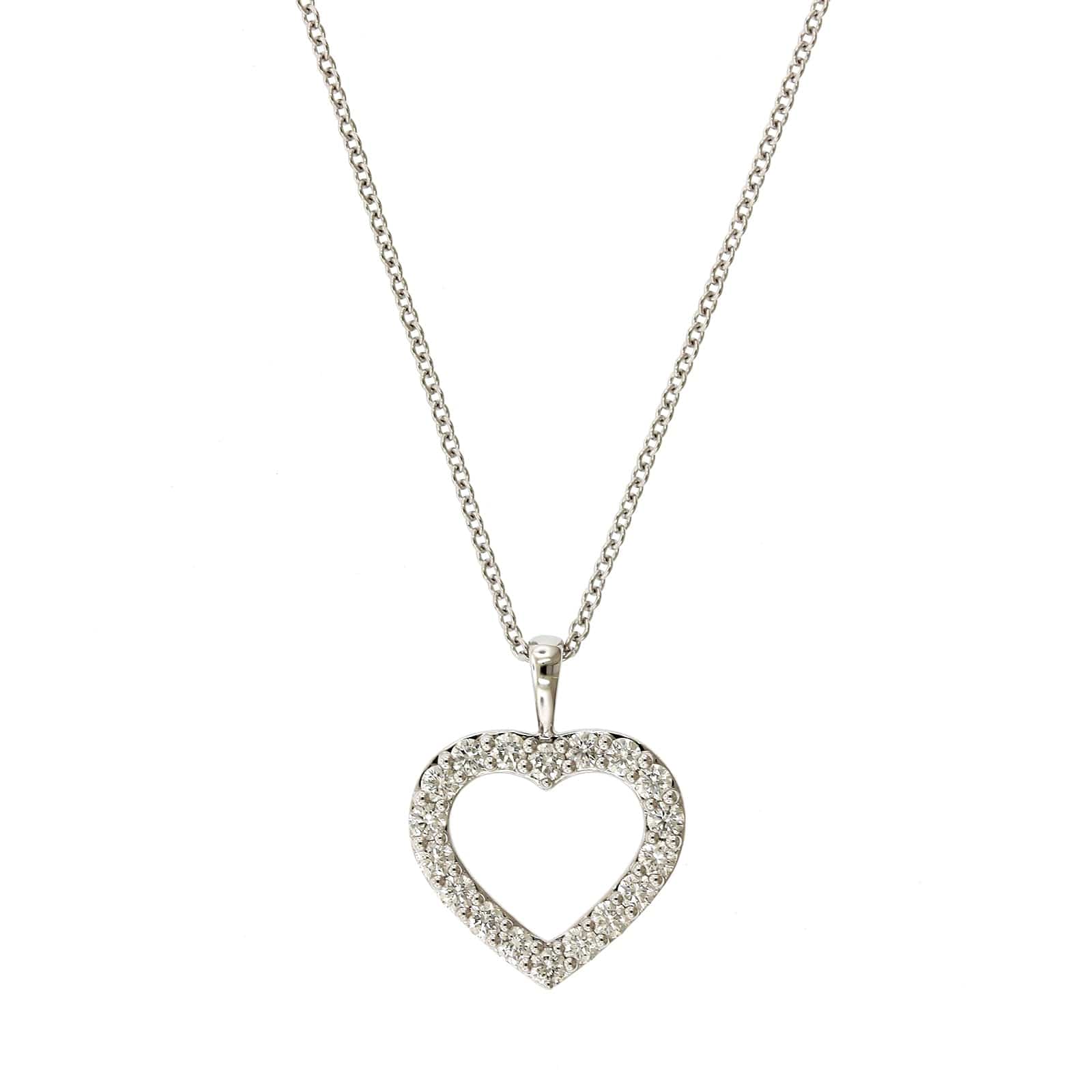 18k white gold diamond heart necklace Clearance