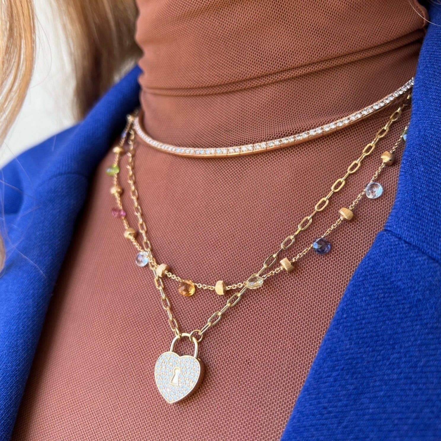 MARCO BICEGO ゴールドネックレス 18K Yellow Gold Short Mixed Gemstone Necklace – Marco Bicego