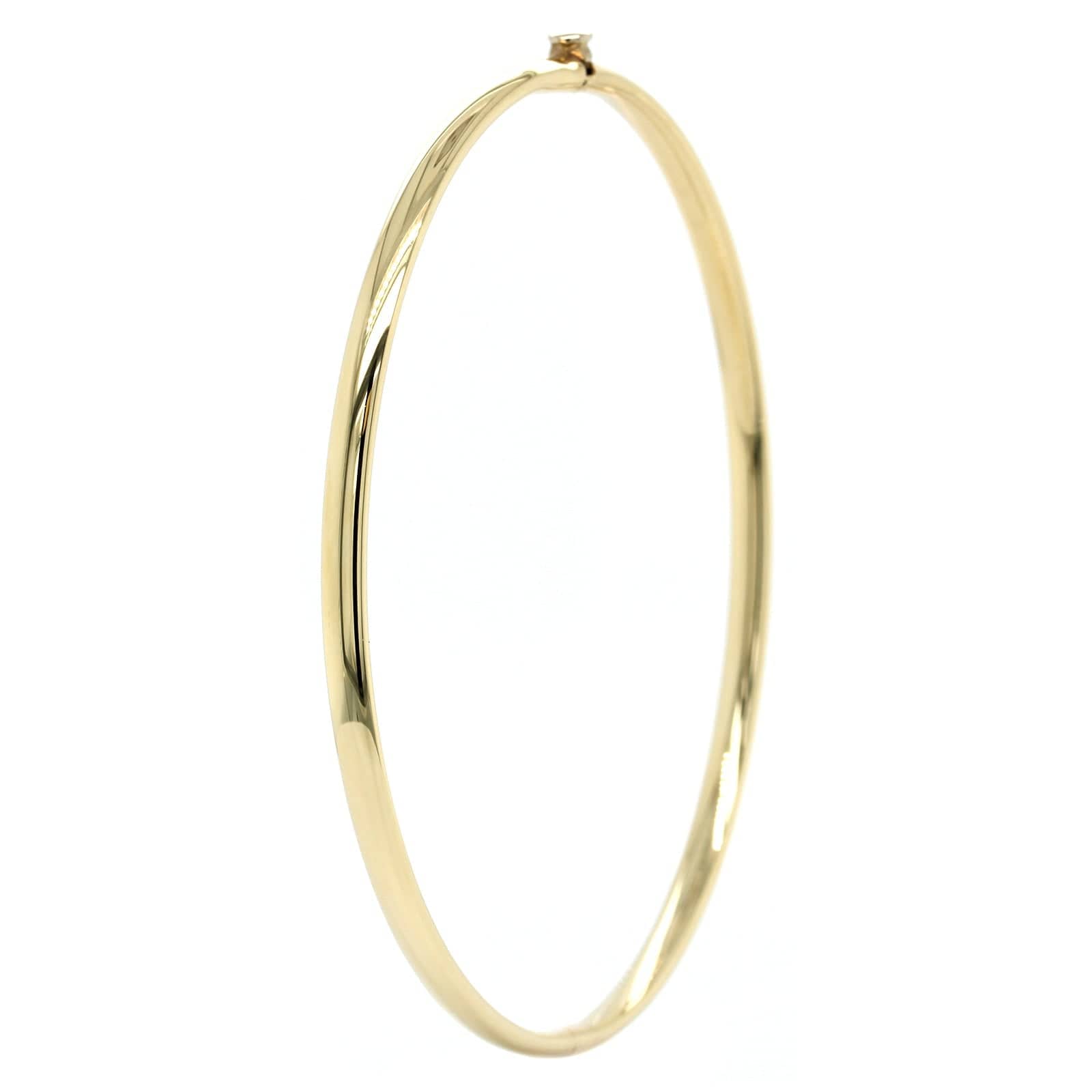 14K Yellow Gold Oval Hinged Bangle – Long