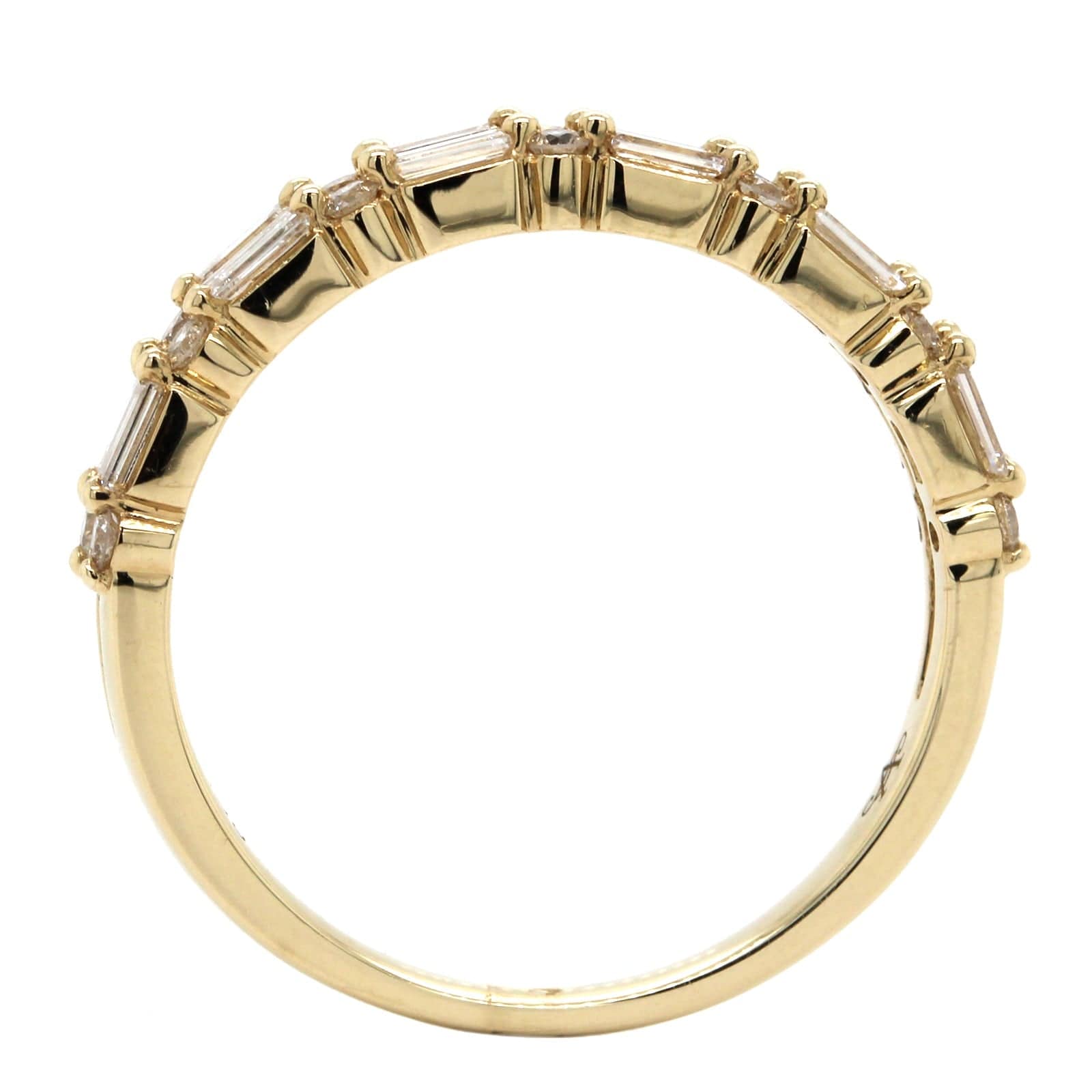 14K Yellow Gold 2 Row Baguette and Round Diamond Band – Long's Jewelers