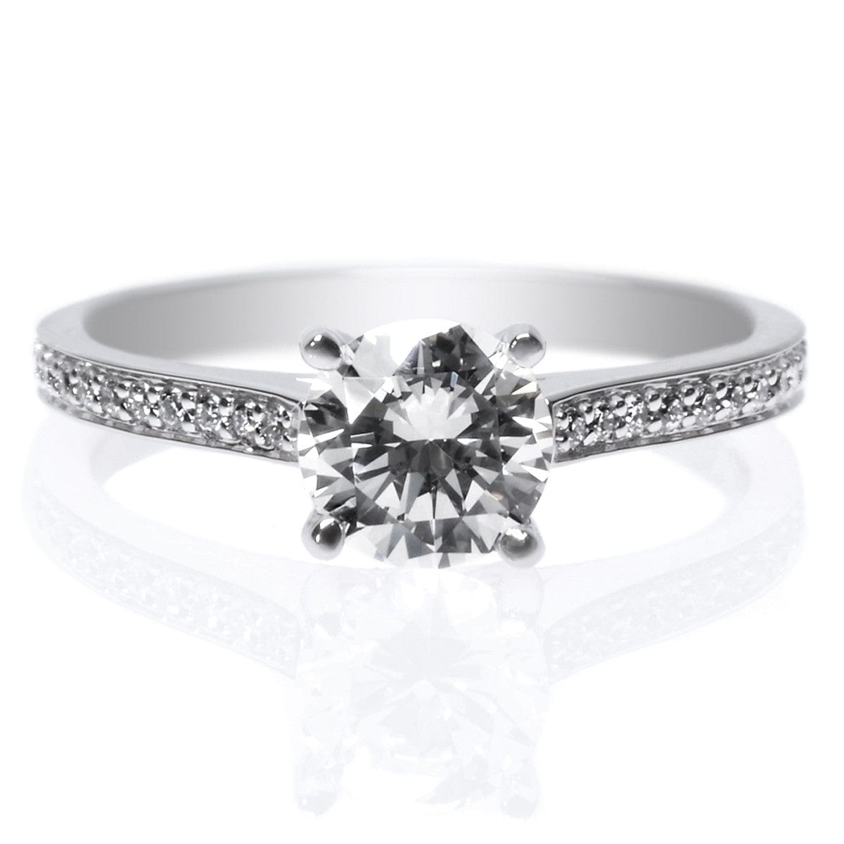 Platinum Four Prong Channel Set Diamond Engagement Ring