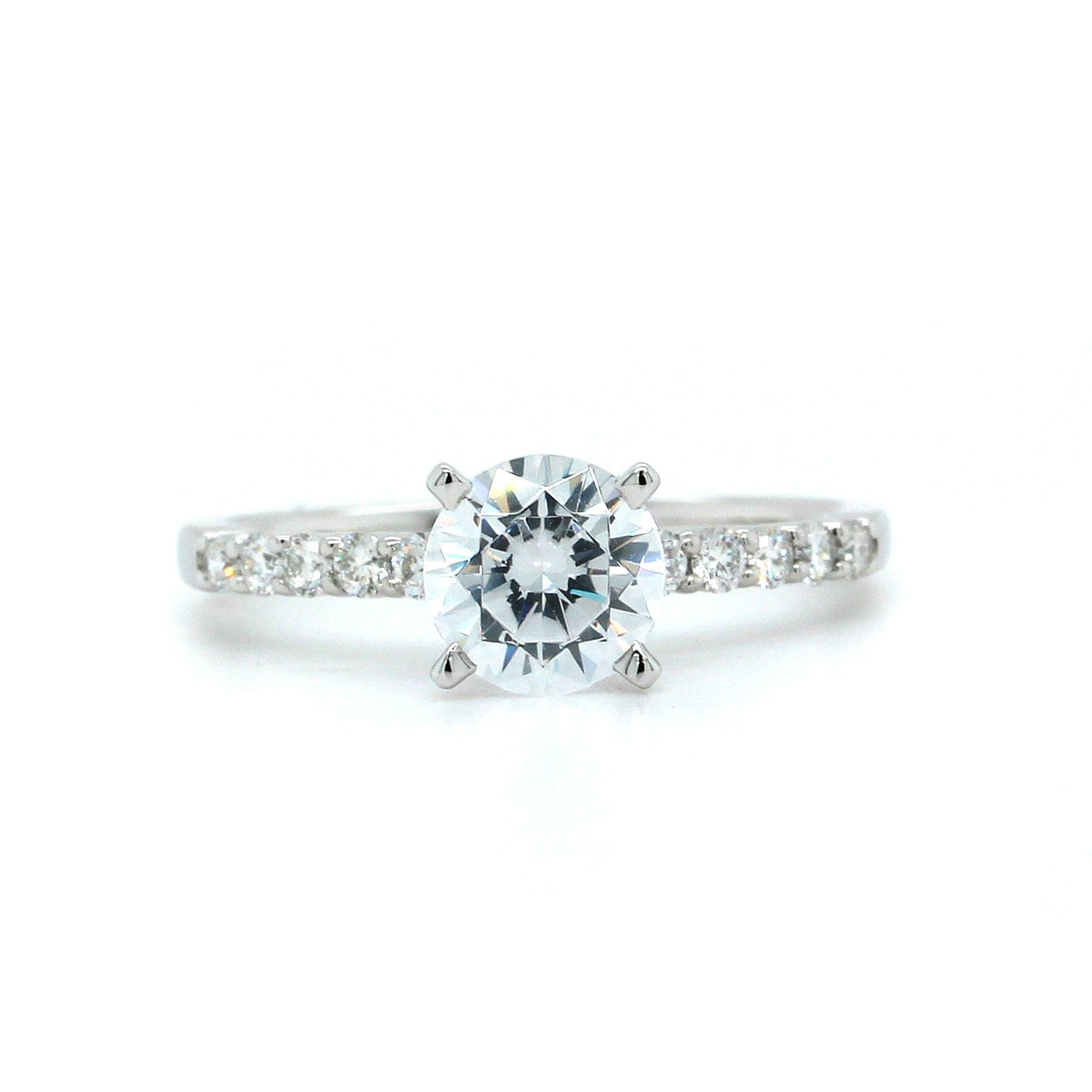 Platinum Four-Prong 10-Stone Engagement Ring Setting