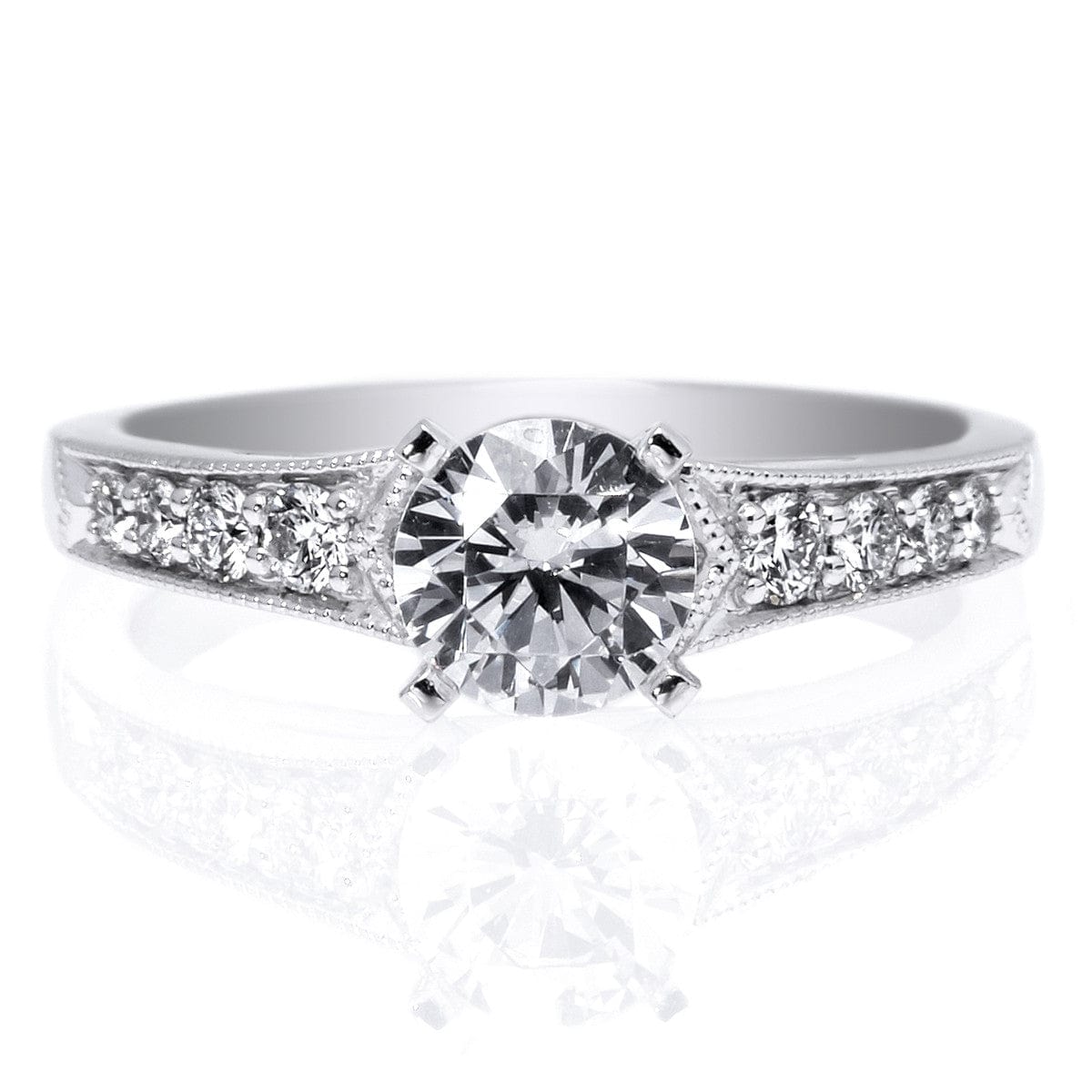 Platinum Eight-Stone Milgrain Engagement Ring Setting