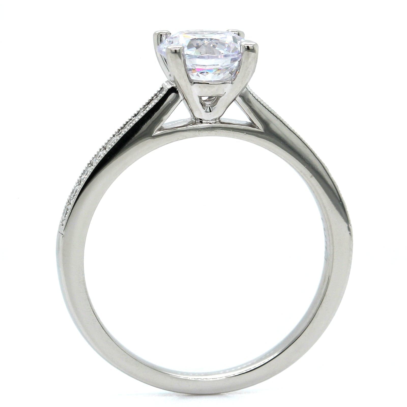 Platinum Bead Set Milgrain Diamond Engagement Ring Setting