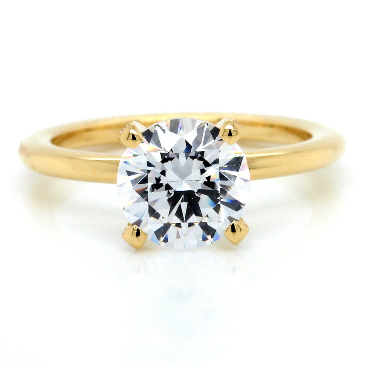 14K Yellow Gold Round Solitaire Simulated CZ Wedding  💥Hyperbole With Huge Yellow CZ Prong Setting Ring, GPMB1492 main image 1