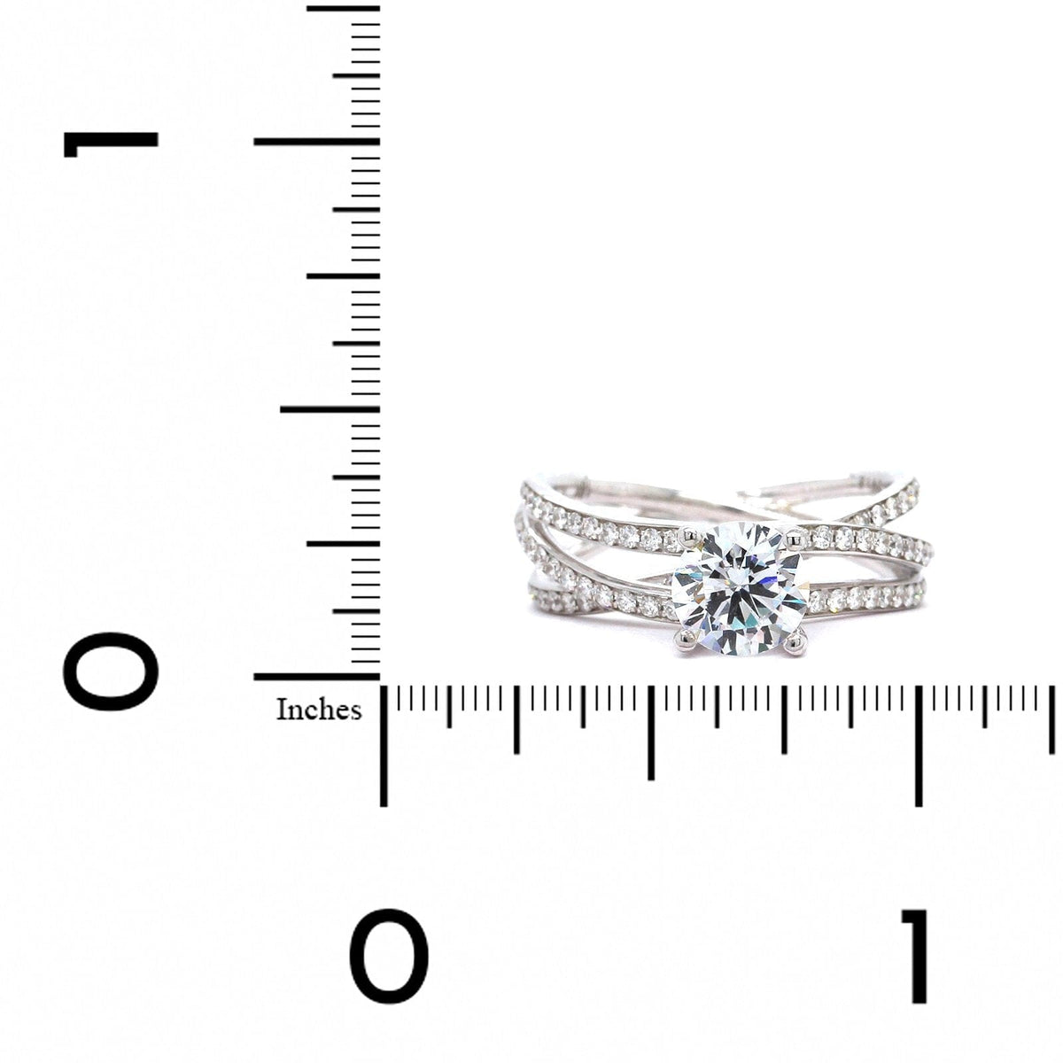 18K White Gold Crossover Diamond Engagement Ring Setting