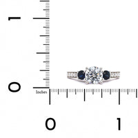18K White Gold Diamond and Sapphire Sides Engagement Ring Setting