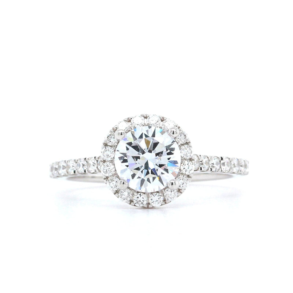 18K White Gold Diamond Halo Engagement Ring Setting