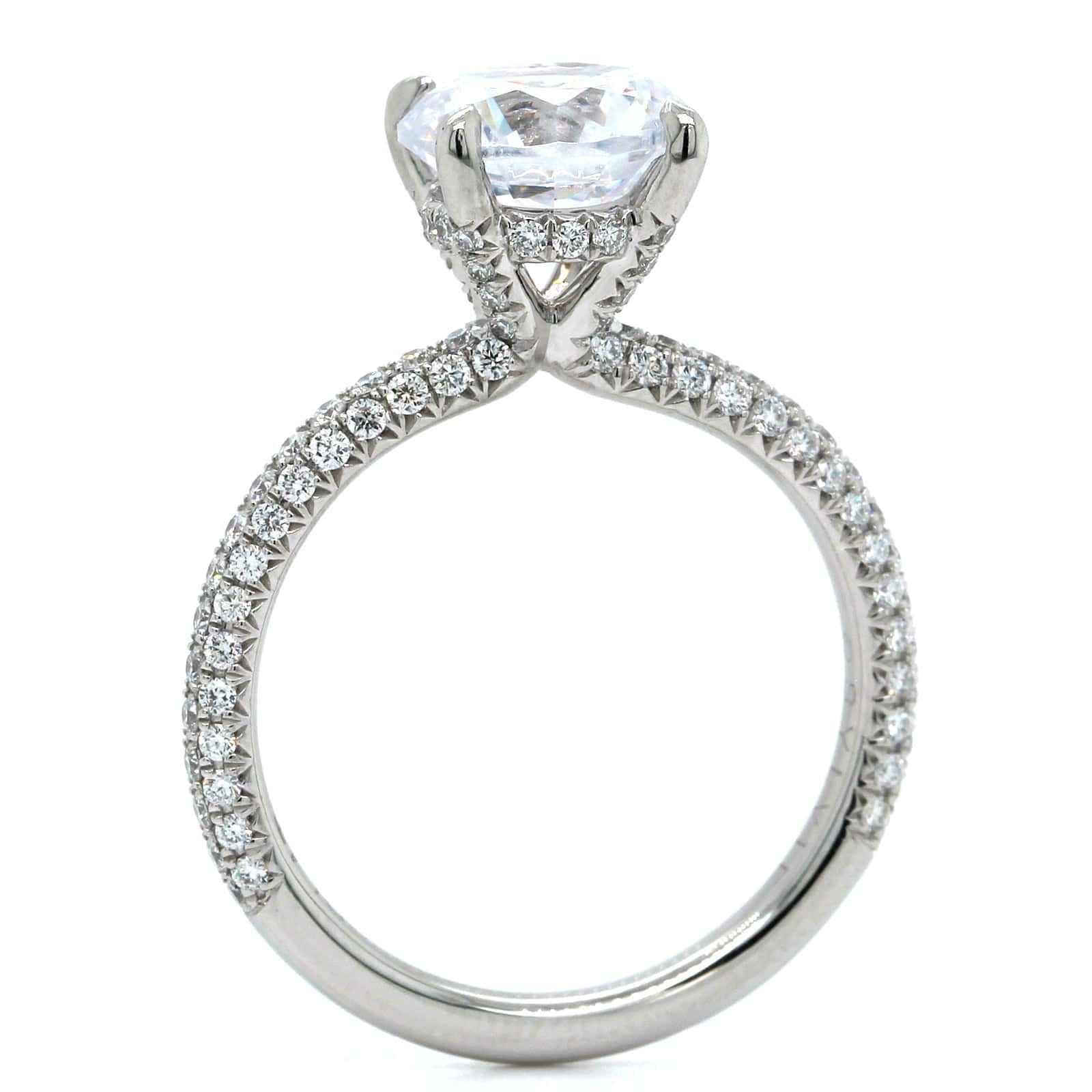 3 row pave diamond engagement ring Clearance