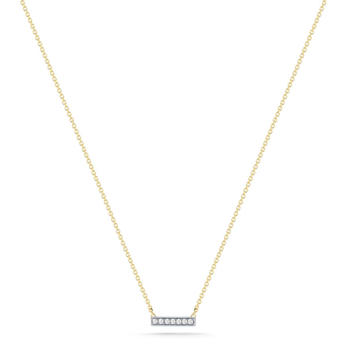 14K Yellow Gold Mini Diamond Pave Bar Necklace