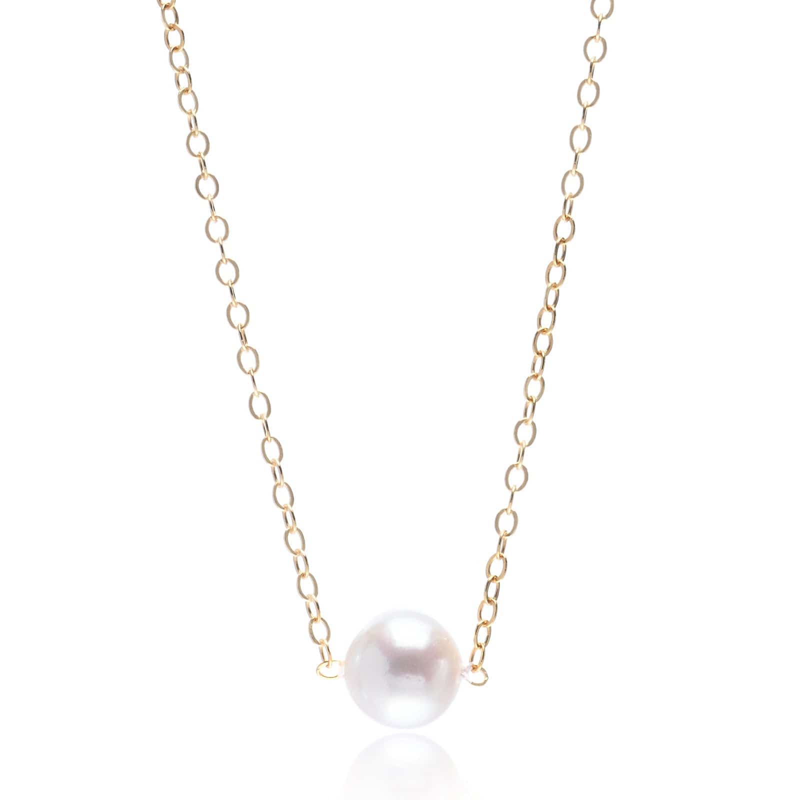 ◇roaju◇ [14K]CLASSIC PEARL POINT NECKLACE 14K Yellow Gold Princess Pearl 5mm Pendant – Long's Jewelers