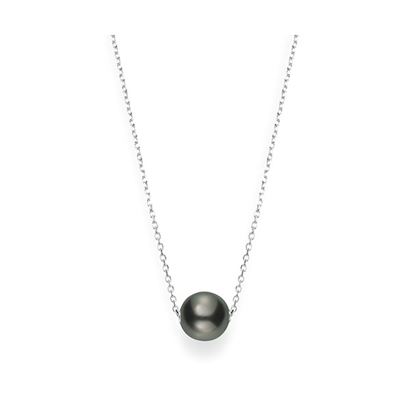 Mikimoto 18K White Gold Black South Sea Cultured Pearl Pendant