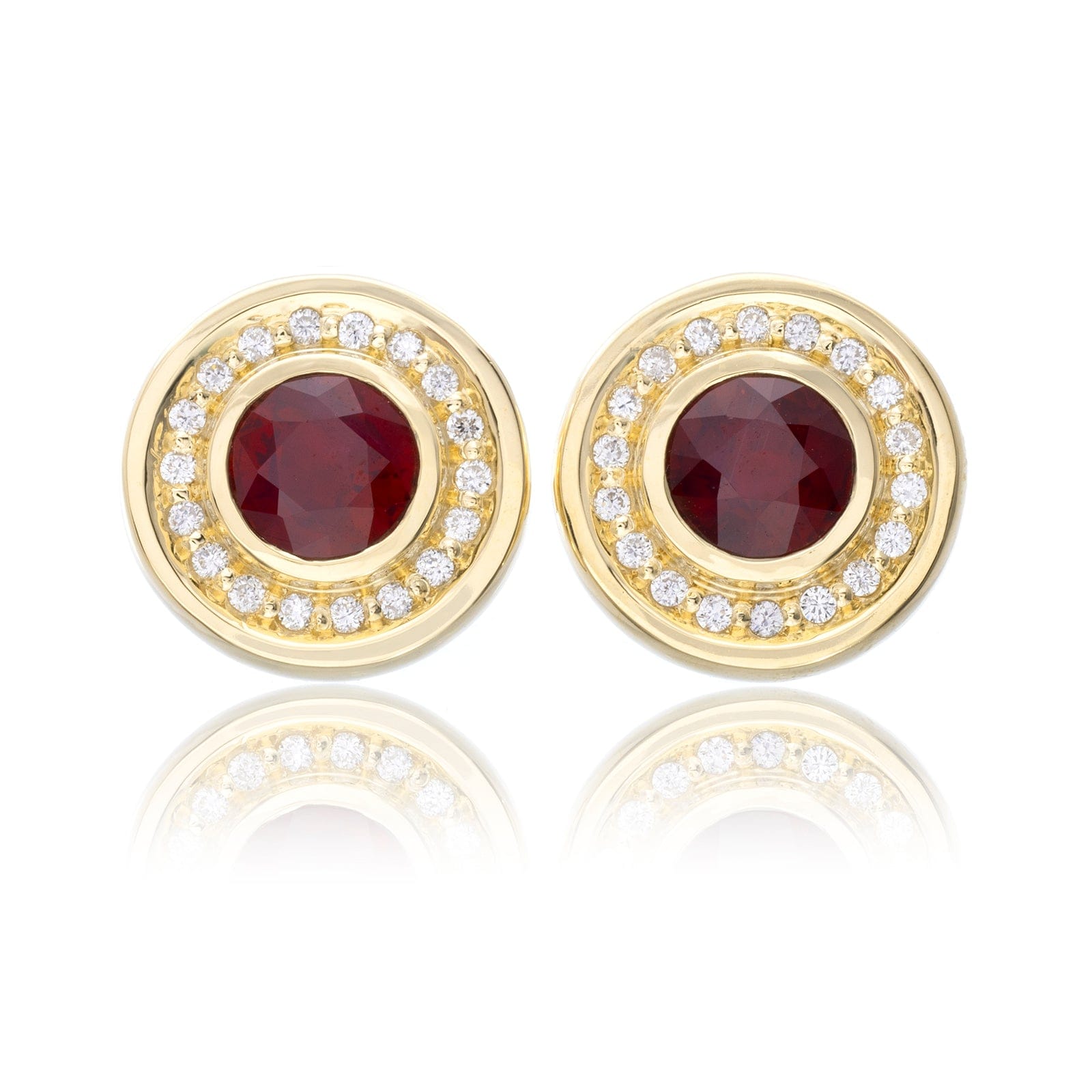 18K Yellow Gold Bezel Set Ruby Earrings – Long's Jewelers