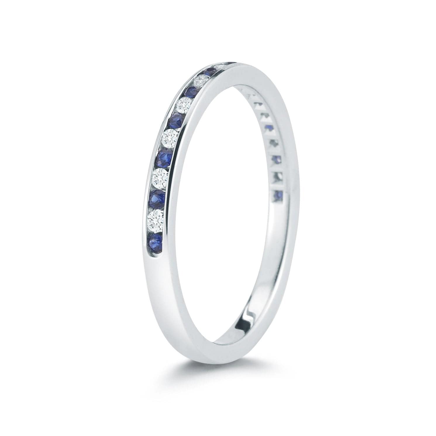 18K White Gold Sapphire and Diamond Wedding Ring – Long's