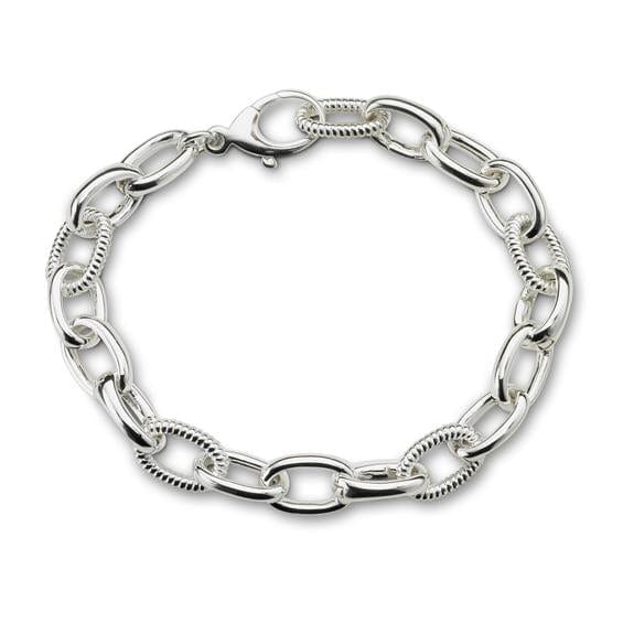 Sterling Silver Braided Link Charm Bracelet