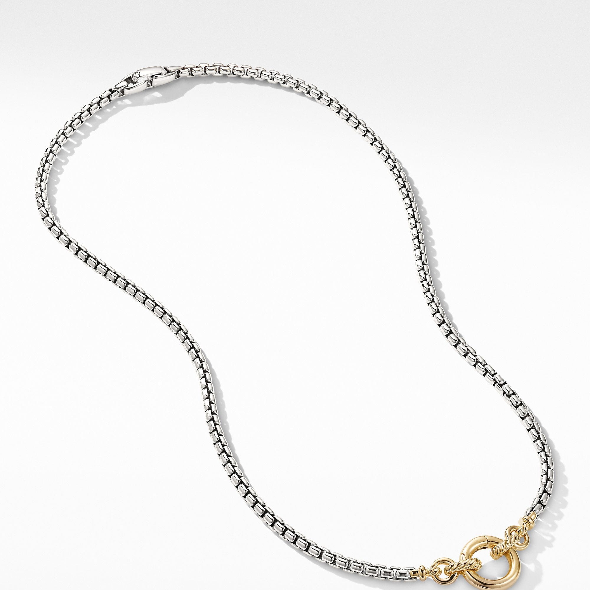 David Yurman Cable Amulet Box Chain Slider Necklace in Sterling Silver with 18K Yellow Gold