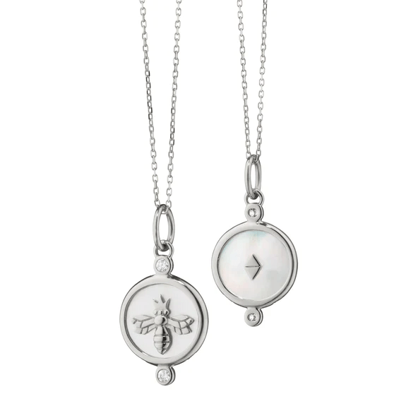 Sterling Silver Queen Bee Mother of Pearl Pendant