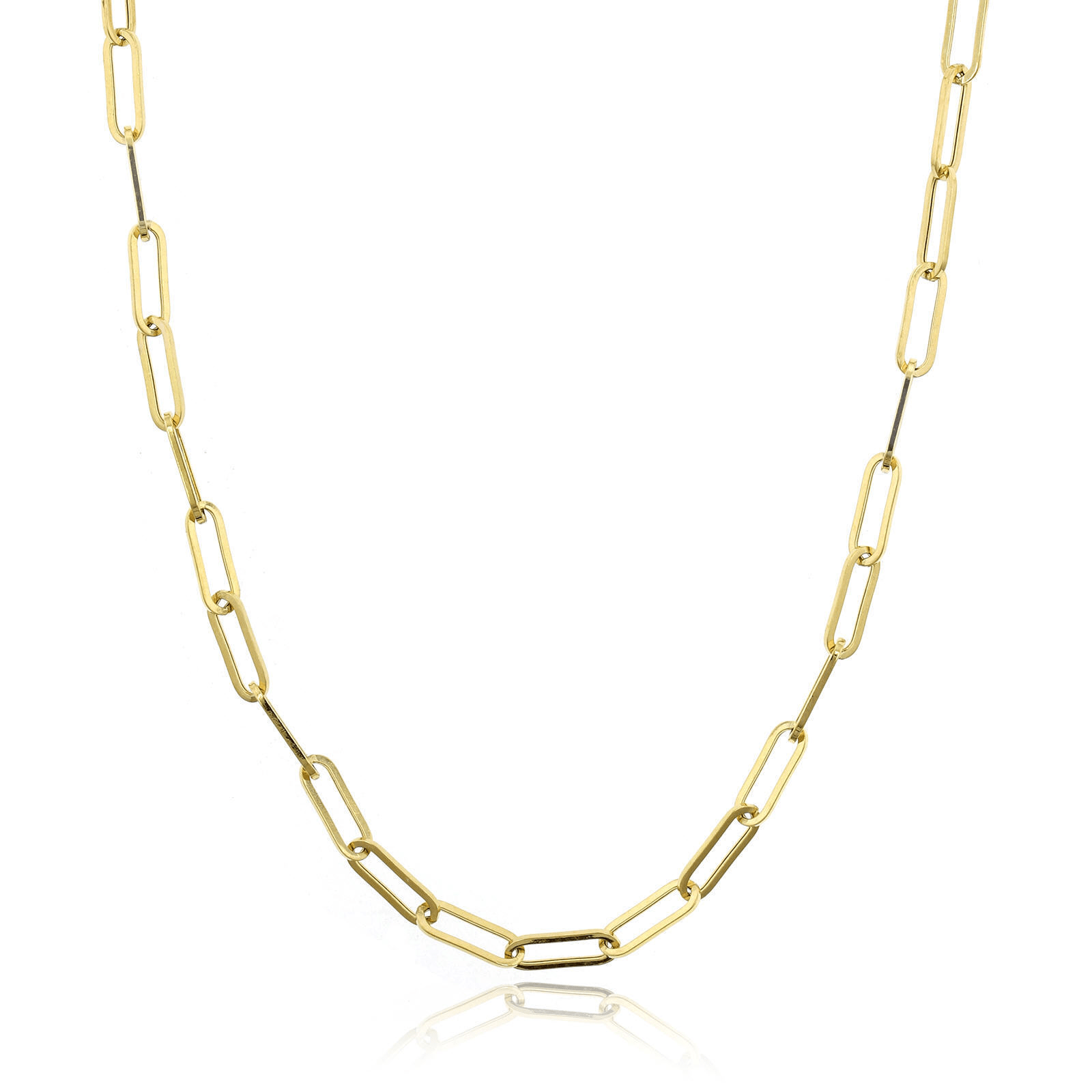 14K Gold 3.2mm Link Paperclip Necklace