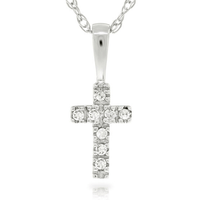14K White Gold Child's Cross Necklace with Diamonds