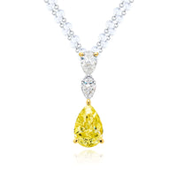 18K Yellow Gold Fancy Pear Shaped Yellow Diamond Pendant Necklace