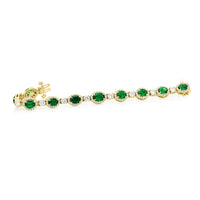 18K Yellow Gold Oval Emerald Micro Pave Bracelet