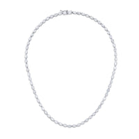Platinum Oval Diamond Bezel Set Necklace