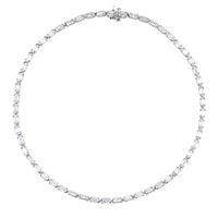 Platinum Emerald-Cut Diamond East-West Bezel Set Necklace