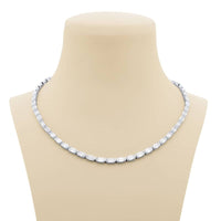 Platinum Emerald-Cut Diamond East-West Bezel Set Necklace