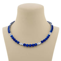 Platinum Round Sapphire and Vintage Cushion-Cut Diamond Necklace