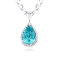 Platinum Pear-Shaped Paraiba Certified Pendant