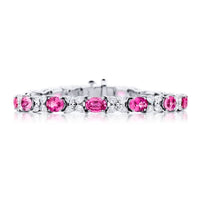 Platinum Oval Pink Sapphire and Diamond Bracelet