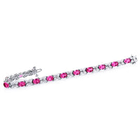 Platinum Oval Pink Sapphire and Diamond Bracelet