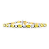 18K Yellow Gold and Platinum Oval Fancy Yellow Diamond Bracelet