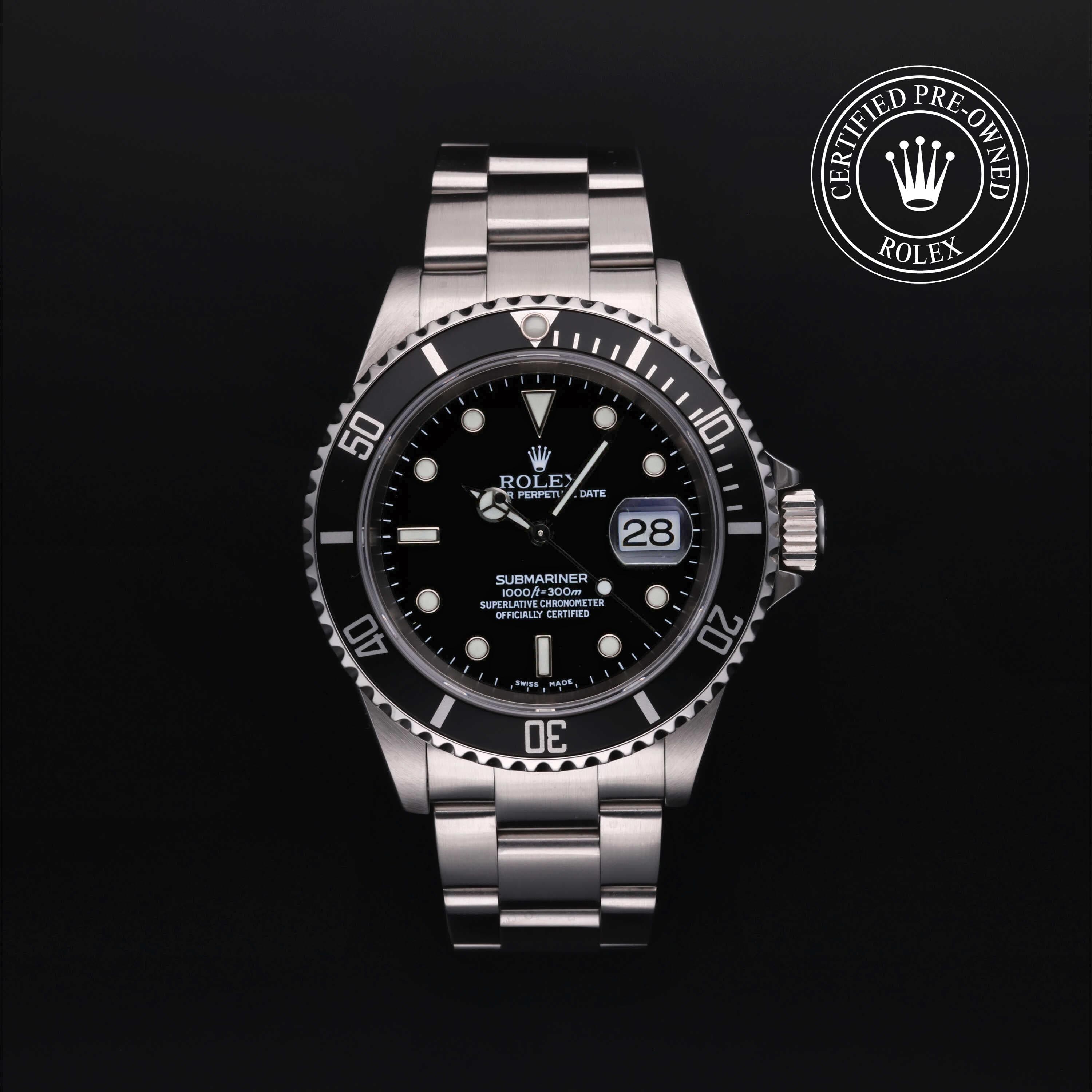 Rolex Certified Pre-Owned Submariner Date in Oyster, 40 mm, Stainless Steel 16610 watch available at Long's Jewelers.