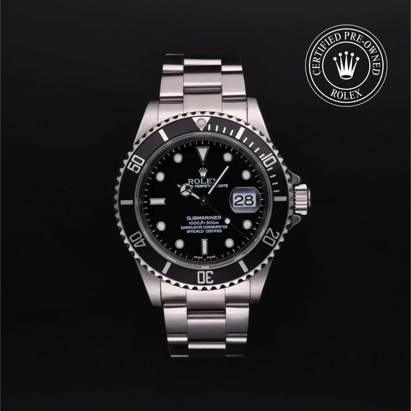 Rolex Certified Pre-Owned Submariner Date in Oyster, 40 mm, Stainless Steel 16610 watch available at Long's Jewelers.