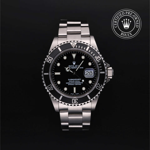 Rolex Certified Pre-Owned Submariner Date in Oyster, 40 mm, Stainless Steel 16610 watch available at Long's Jewelers.